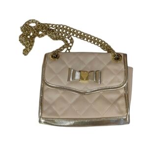 Betsey Johnson cream and pink and blush crossbody handbag with gold chain bag